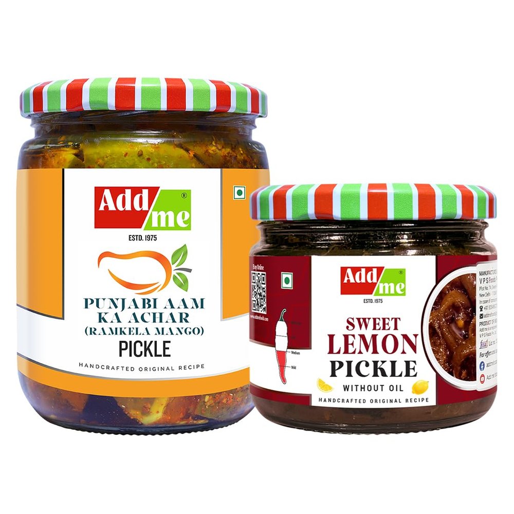 Add Me Combo Punjabi aam ka achar Ramkela Mango Pickle 500gm, Meetha nimbu ka achar Lemon Pickle khatta meetha nimbu ka achhar 300gm