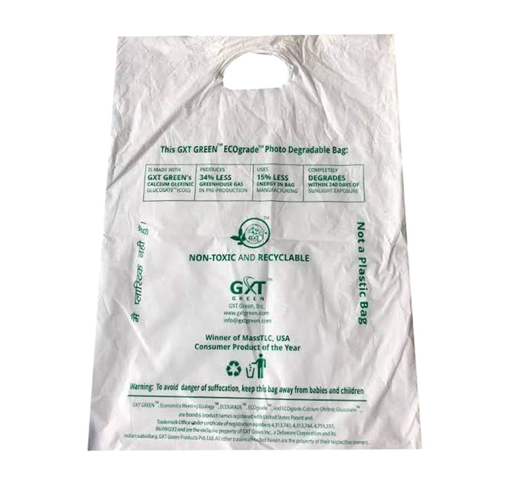 Gxt Calcium Olefinic Glucosate Bio Degradable & Compostable Carry Bag (16 X 20_White) Pack Of 37