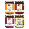 Add me 4 in 1 Pickle Combo Pack. Mango Pickles Aam ka achar 500gm, Mixed Pickles mix achar of ker lasoda mango chilli lotus stem lime 500gm, Sweet nimbu achar lime pickles without oil 600gm, green chilli mirch achar pickles 500g, Total 2.1 kg view 1
