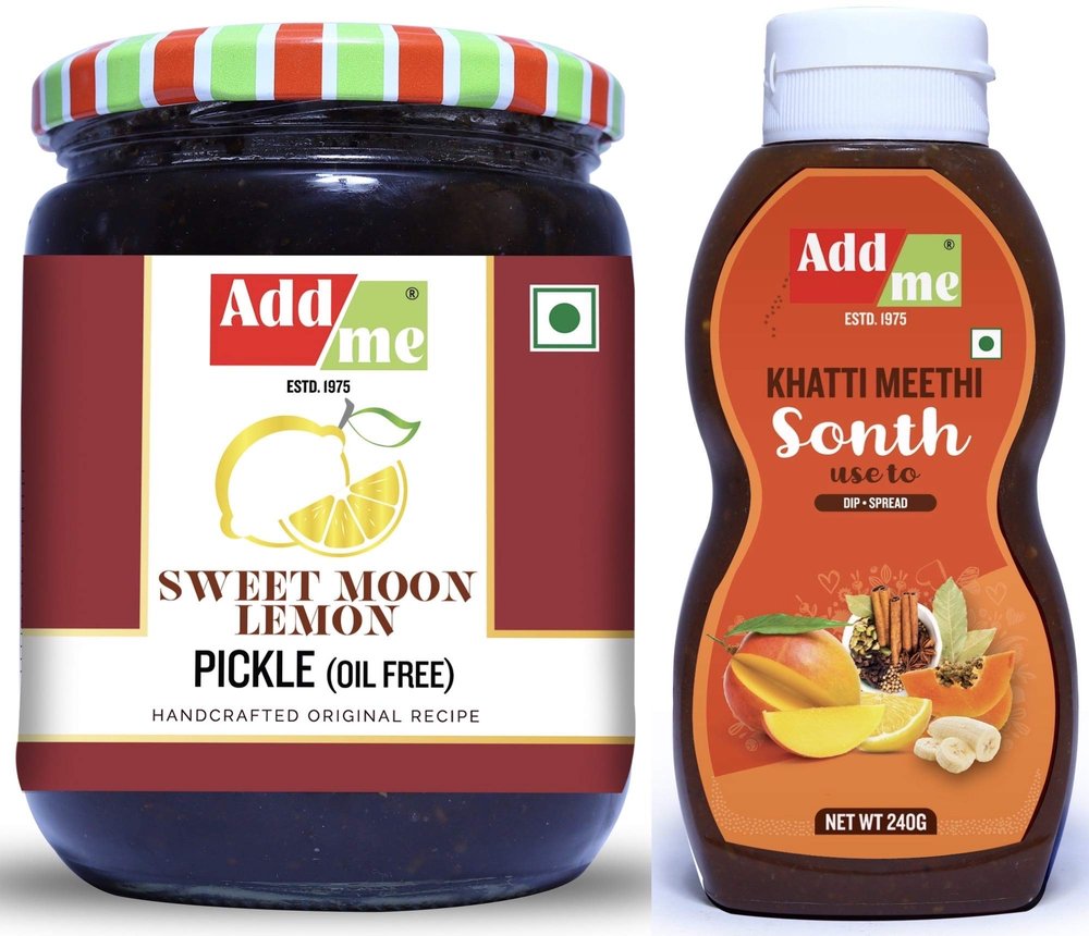 Add me Khatta Meetha Lemon Pickle 600g Nimbu ka Achar, Khatti meethi pani Puri bhelpuri Sweet and Sour Chutney sonth 240g