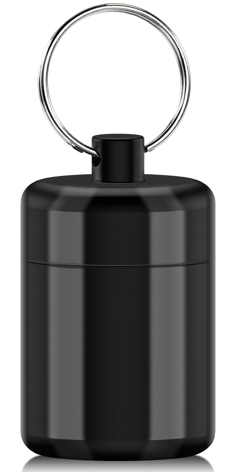 CHIVENIDO Small Pill Box, Waterproof Pill Fob Organizer, Portable Pill Holder Keychain (Black)