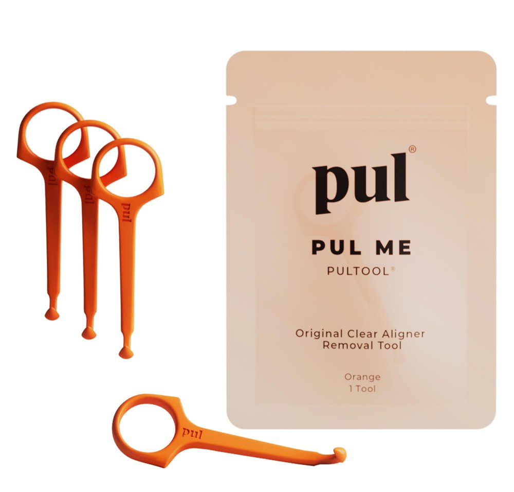 PUL Clear Aligner Removal Tool Compatible with Invisalign Removable Braces & Trays, Retainers, Dentures and Aligners - Hygienic Oral Care Accessory, Personal Orthodontic Supplies - Orange (Pack of 4)