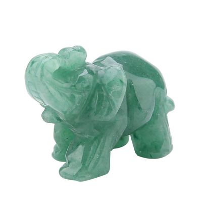 2inch Crystal Elephant Figurines, Natural Jade Carved Elephant Wealth Lucky Figurines for Home Decoration Furnishing Article(Green Aventurine)