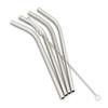 Abbott Collection 27-ECOSTRAW-05-SIL 4 Bent Wide Straws & Brush-SIL-8" L, Silver view 1