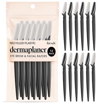 Kitsch Pro Dermaplaning Tool Set, Facial Hair Removal for Women, Eyebrow Razor and Face Razor for Women, 12 Pack