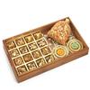 Ghasitaram Gifts Diwali Gifts Big Wooden Printed 16 pcs Sugarfree Bites Tray, T-Lite and Almonds Pouch|Sugar Free Sweets|Diabetic Friendly|Diwali Sugar Free Sweets Box view 1