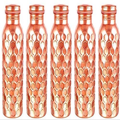 Aditya Shopping Pure Copper Luxury Daimond Bottle with Ayurvedic Benefits Yoga Bottle (Pack of 5)