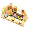 Ghasitaram Gifts Big Wooden Serving platter with Shadow Laxmi Ganesha T-lite, 6 t-lites, Sugarfree Mix & Almonds Pouch|Gift for Diwali,Holi,Valentine,Birthday,Anniversary,Gift for Her,Him,Mothers Day| view 1
