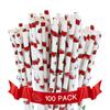 Party On Tap Watermelon Paper Straws - Pack of 100 Biodegradable and Disposable Watermelon Theme Party Decorations - 7.75 Inches view 2