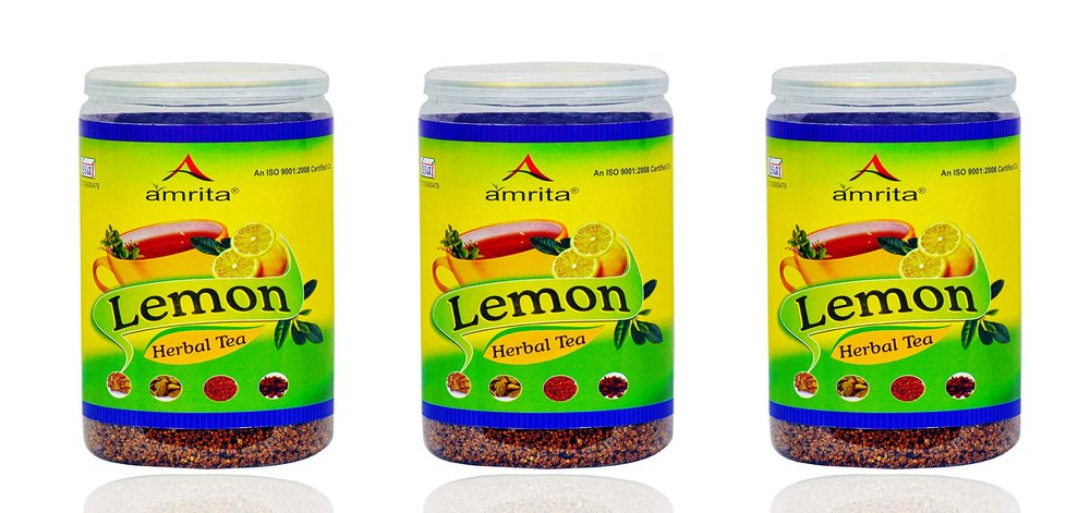 Amrita Naturals Lemon Herbal Tea | 100% Natural Detox Blend with Ginger, Basil, Clove & Cardamom | Supports Immunity, Digestion & Relaxation | Can Be Brewed in Hot or Cold Water | 500g (Pack of 3)
