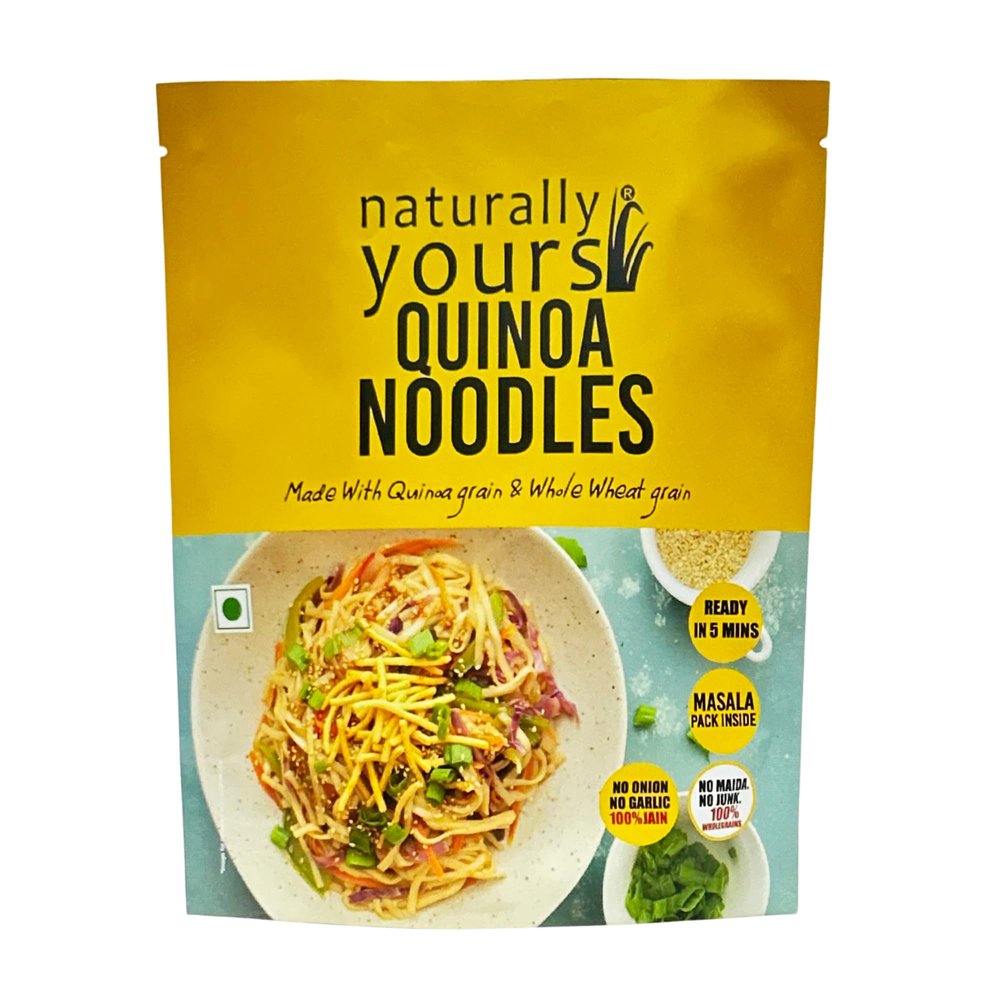 Naturally Yours Quinoa Noodles | Made with Quinoa & Whole Wheat | No Maida, No Onion No Garlic, 100% Jain Friendly, Non-Fried, Vegan, Preservative Free, No MSG | High Protein & Fiber | Tastemaker Included | 180g (Pack of 3)