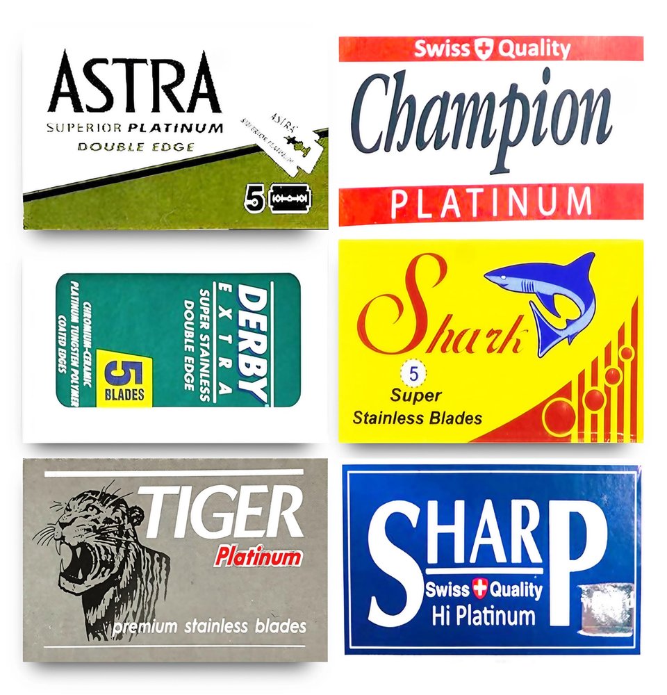 Astra-Feather-Shark-Tiger-Voskhod Double Edge Razor Blades Sampler, 30 Blades