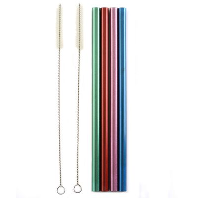 Norpro Stainless Steel Metallic Smoothie Drinking Straws with 2 Cleaning Brushes,