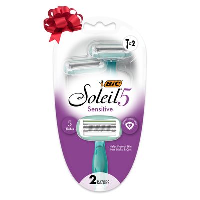 Soleil Sensitive Advanced Women's Disposable Razor, Five Blade, 2 Count, for a Flawlessy Smooth Shave