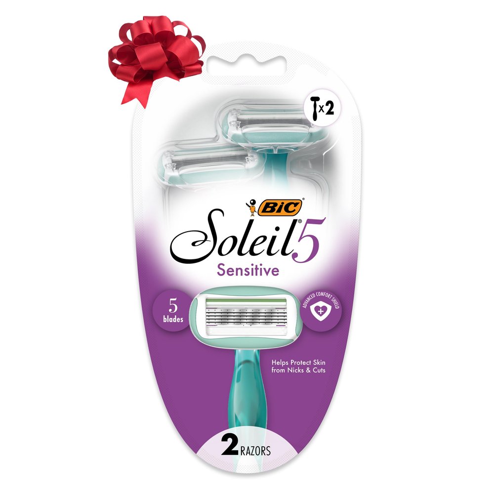 Soleil Sensitive Advanced Women's Disposable Razor, Five Blade, 2 Count, for a Flawlessy Smooth Shave