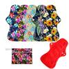 6Pcs Resuable Waterproof Menstrual Pad Sets Including 1Pc Mini Wet Bag and 5Pcs Heavy Flow Red Color Microfleece Stay Dry Menstrual Pads Mama Cloth Sanitary Napkins view 1