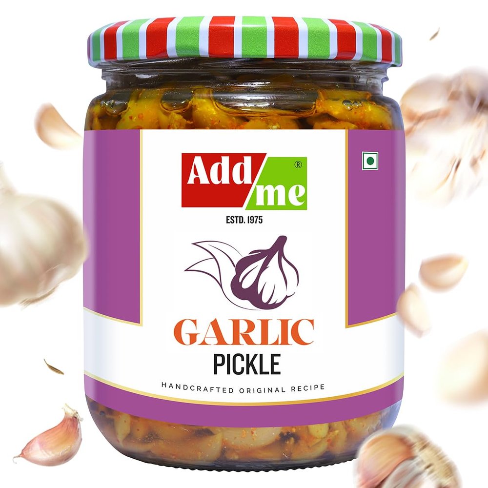 Add me Garlic Pickle 500gm Lassan Lahsun Ka Achar Home Made Tasty Pickles Glass Pack of 1