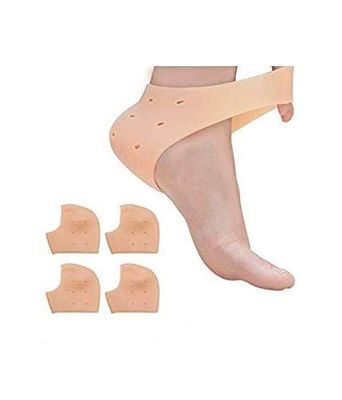 Aish N Bless (Pair Of 2) Unisex Silicone Gel Anti Heel Crack Pad Socks for Pain Relief (Beige, Free Size)