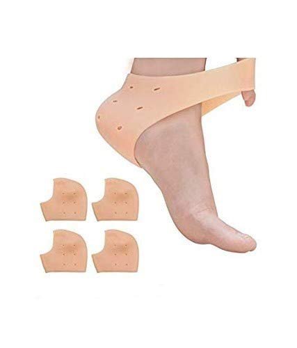 Aish N Bless (Pair Of 2) Unisex Silicone Gel Anti Heel Crack Pad Socks for Pain Relief (Beige, Free Size)