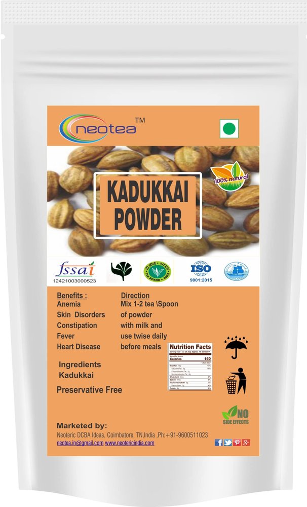 Neotea Kadukkai Powder | Haritaki (Terminalia Chebula) | Organic Ayurvedic Cleanser & Detoxifier | Harad Karakkai Black Myrobalans | Supports Digestion, Constipation Relief, Immunity & Healthy Elimination | No Added Preservatives, Color or Fillers 1K