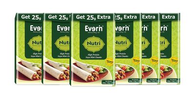 Everin Nutri High Protein and Healthy Gluten Free SOYA Mini Chunks Combo Pack of 6 (200g Each)