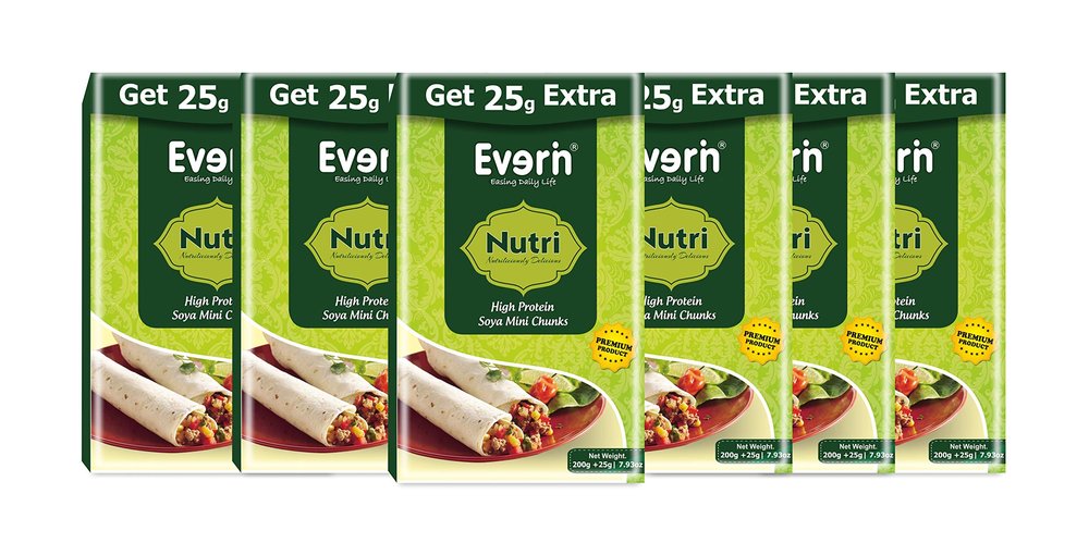 Everin Nutri High Protein and Healthy Gluten Free SOYA Mini Chunks Combo Pack of 6 (200g Each)