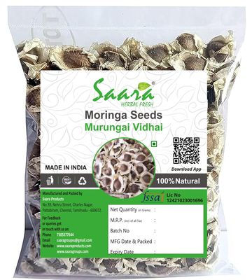 Saara HERBAL FRESH Moringa Seeds, 200g, Murungai Vidhai Seeds, Drumstick Seed, Mulaga Chettu, Ahijan, Muringai, Murungai Vithai seeds, (pack of 2 x 100g)