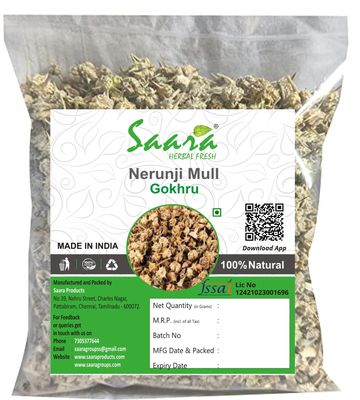 Saara HERBAL FRESH Nerunji Mull, 400g, Gokhru, Nerinjil, Cinnapalleru, Tribulus Terrestris, Neggilu Mullu Raw, (pack of 4 x 100g)