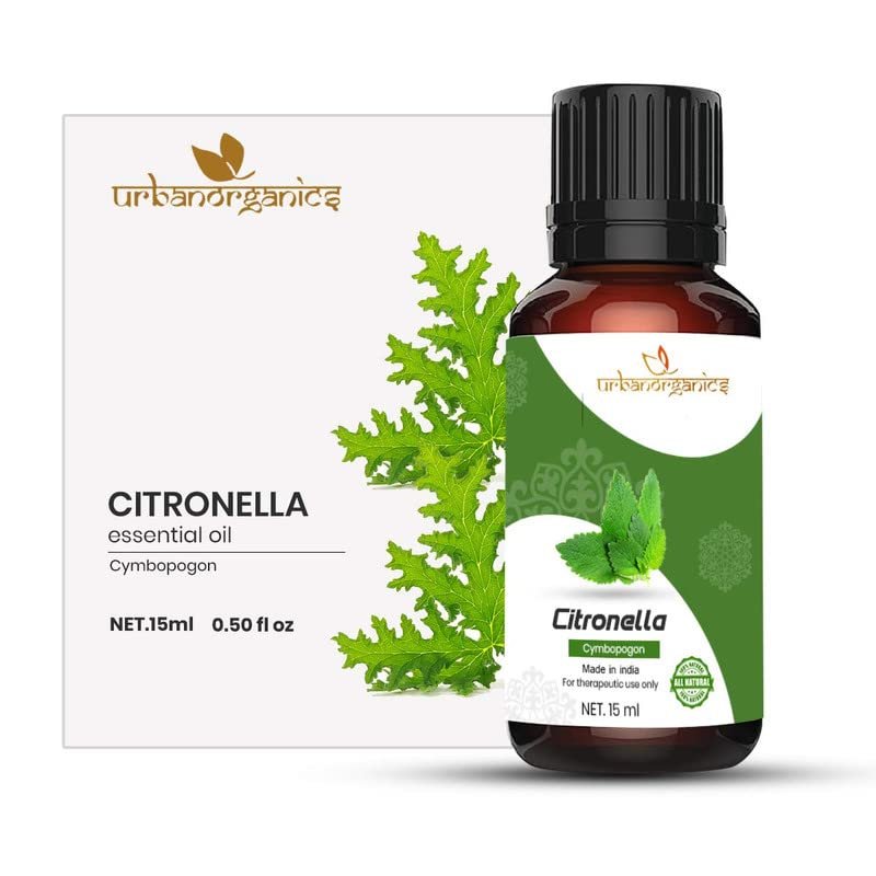 Urbanorganic Citrenolla Essential Oil Healthy Hair & Growth Hair Fall Control, Dandruff Relaxing Sleep| Oil Skin, Body Shiny Soft Hair 100% Pure and Natural Therapeutic Grade(Citrenolla,15 ML)