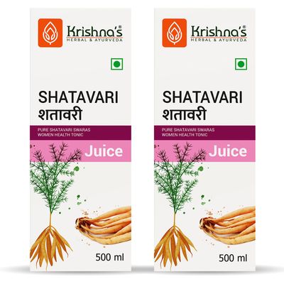 KRISHNA'S HERBAL & AYURVEDA Shatavari Juice 500 Ml (Pack Of 2) | Helps In Strength And Lactation In Women | Rejuvenative For Vata And Pitta