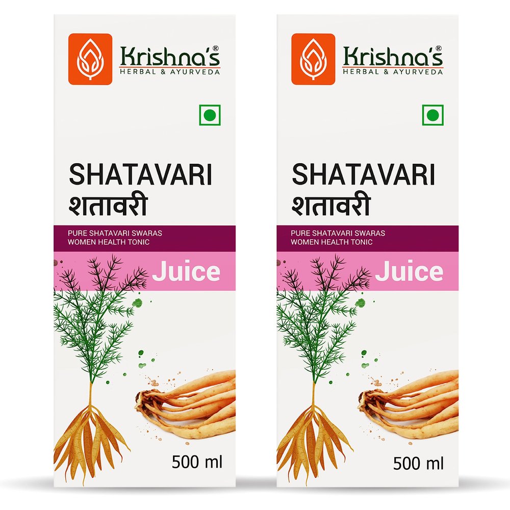 KRISHNA'S HERBAL & AYURVEDA Shatavari Juice 500 Ml (Pack Of 2) | Helps In Strength And Lactation In Women | Rejuvenative For Vata And Pitta