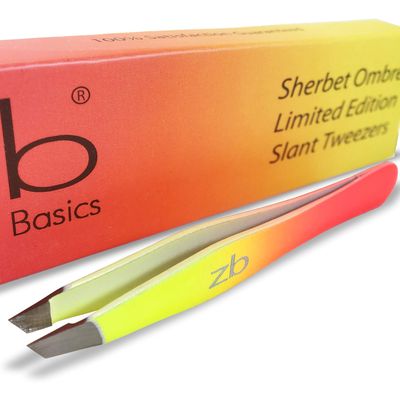 Zizzili Basics Tweezers - Limited Edition Sherbet Ombre Slant Tip - Best Tweezer for Eyebrow, Facial Hair Removal and your Precision Needs - The Perfect Gift!
