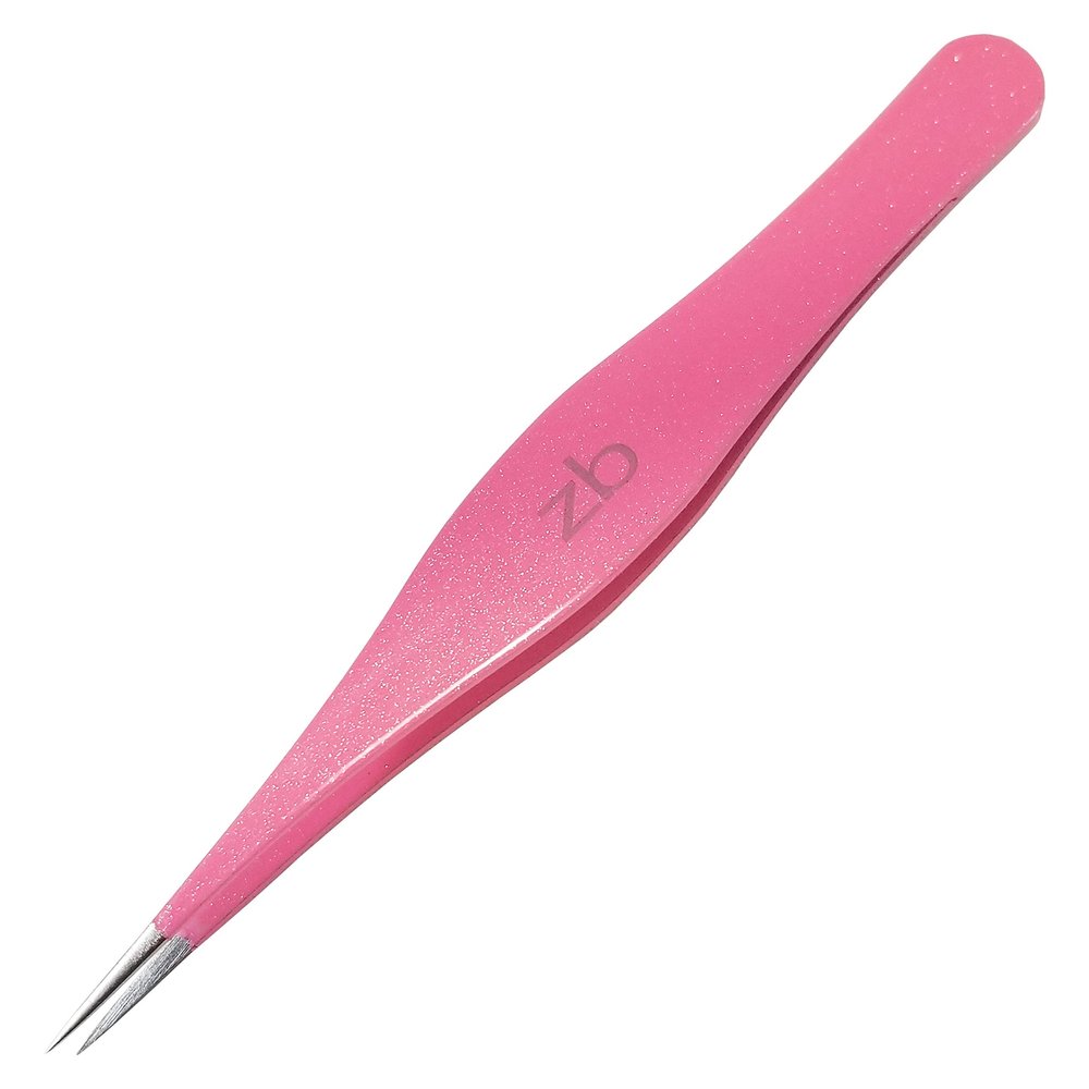 Ingrown Hair Tweezers by Zizzili Basics - Surgical Grade Stainless Steel Fine Pointed Tweezers - Precision Aligned Tips for Splinter, Eyebrow & Facial Hair Removal - with Bonus Tip Guard & Carry Pouch