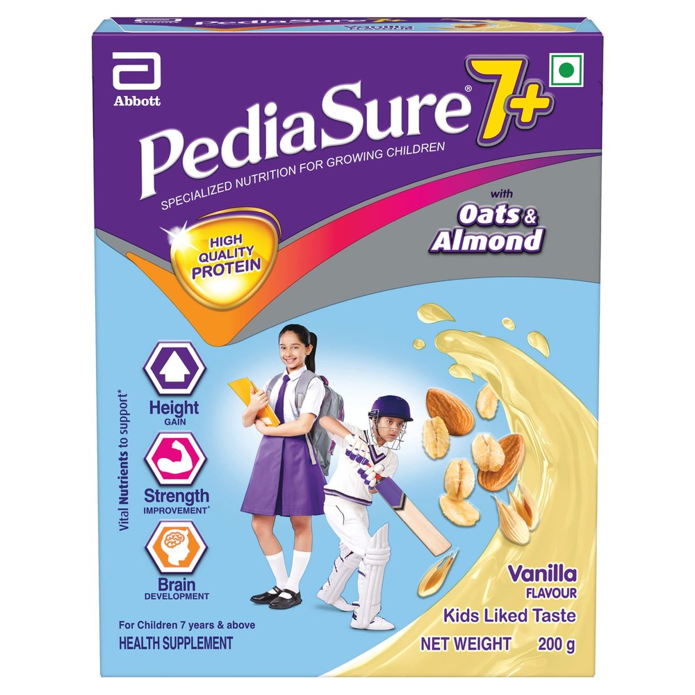 Pediasure 7+ Specialized Nutrition Drink Powder 200 grams,Vanilla Delight Flavour,Scientifically Designed Nutrition for Growing Children,Supports Height Gain,Muscle Strength &Brain Development