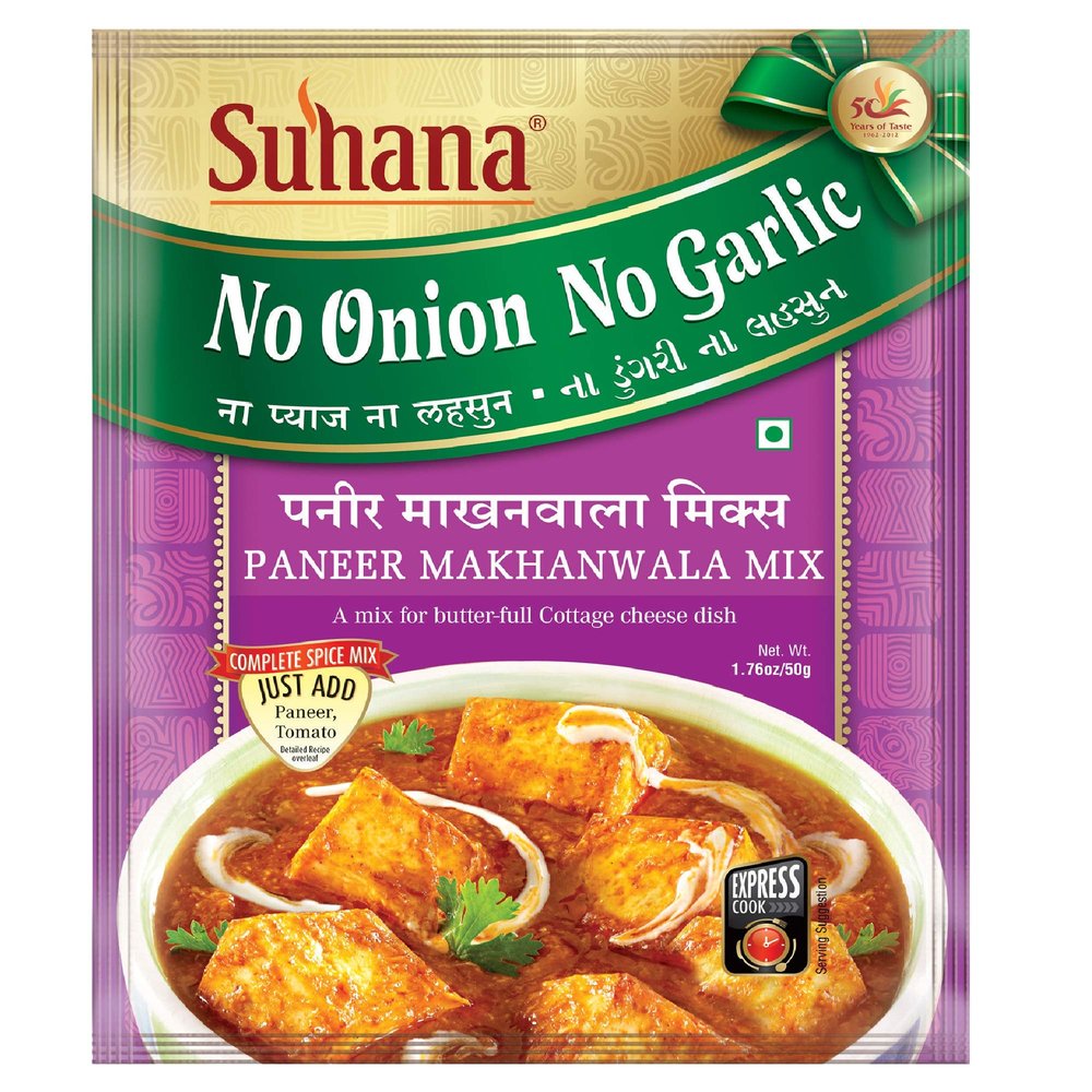 Suhana Paneer Makhanwala Nong (No Onion No Garlic) 50g Pouch | Spice Mix | Easy to Cook | Pack of 6