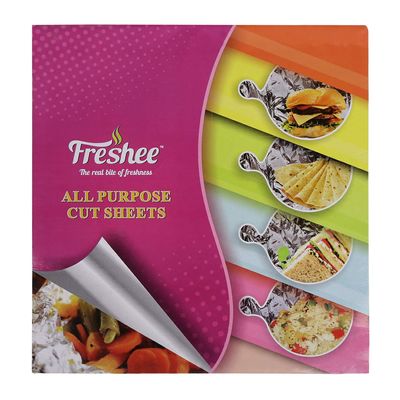 Freshee 150 Pre-Cut Roti Wrapping Aluminium Foil Sheets, Pack of 3 x 50 Sheets Each 220 x 250mm Silver Foil Sheets