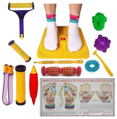 ACi Acupressure Health Care India Power Mat Kit with Magnets n Pyramids for Pain Relief and Total Kit Set (Yellow)