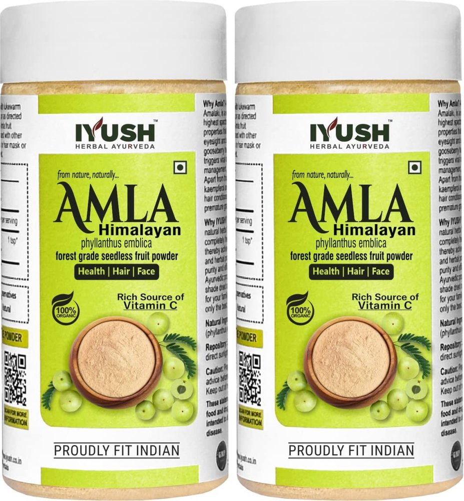 IYUSH Herbal Ayurveda Wild Organic Fresh Amla Powder For Eating|Fresh Amla Powder For Drinking|Fresh Amla Powder For Hair Growth Organic|Fresh Amla Powder For Skin|(Pack Of 2, 100Gm Each)