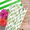 Cactus Themed Paper Straws - Green White Succulents - 50 Pack view 4