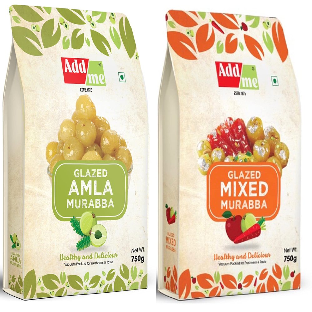 Add me Sweet Mixed Murabba with Kesar & Elaichi, Amla Murabba fine Quality (Vacuum Packed Without Syrup) 750G Each Pack of 2 amla Apple Mango Carrot karonda pear Mix Immunity Booster Packs