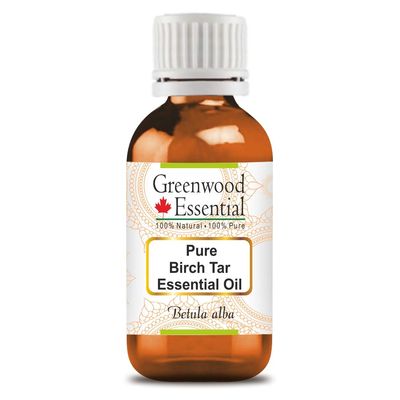 Greenwood Essential Birch Tar Essential Oil (Betula alba) Pure | Non-Sticky | Non-greasy | Lightweight | Men & Women | All Skin Types | Steam Distilled 15ml