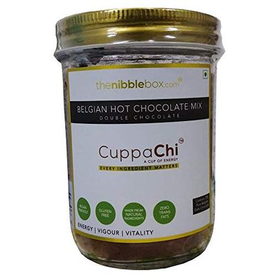 thenibblebox Belgian Hot Chocolate Mix, 300g Jar [Contains 70% Belgian Dark Chocolate bits, no transfats, Gluten Free, no Added Flavours, no additives]