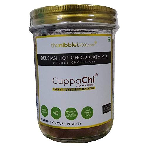 thenibblebox Belgian Hot Chocolate Mix, 300g Jar [Contains 70% Belgian Dark Chocolate bits, no transfats, Gluten Free, no Added Flavours, no additives]