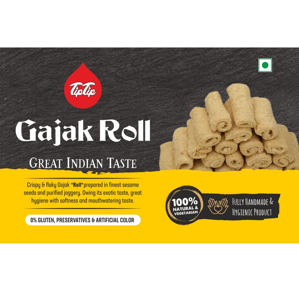 TIP TIP Handmade Crispy Gajak Sweet Roll 600 grams | Gud Gazzak | Tilkut | Gajjak | Sesame Chikki | Gachak | Gur Snacks Bar