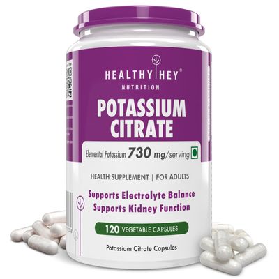 HealthyHey Nutrition Potassium Citrate -120 Vegetable Capsules