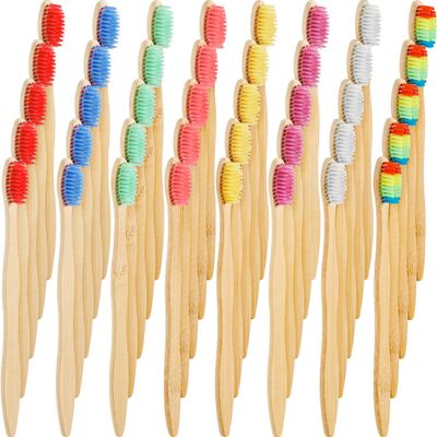 40 Pieces Bamboo Toothbrushes Charcoal Toothbrush Biodegradable Tooth Brush Natural Bamboo Toothbrushes with BPA-free Nylon Bristles (Multi-color)