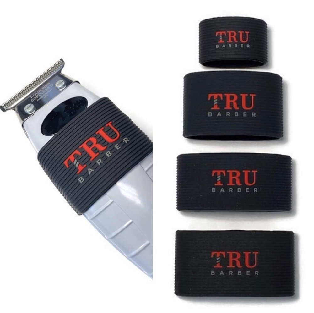 TRU BARBER Men Clipper Grip Bands 4 Pcs, Clipper Grips For Barbers, Clipper Sleeves For Barber Tools, Grip Bands, Non Slip, Heat Resistant (Black)