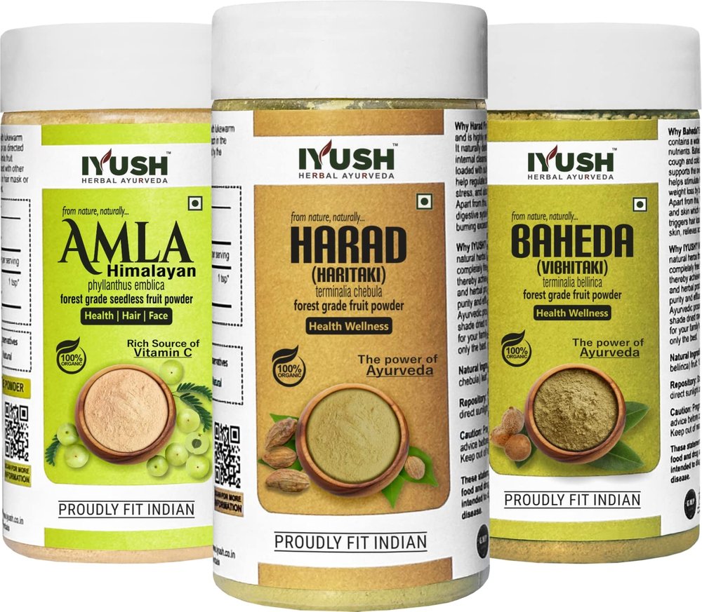 IYUSH Herbal Ayurveda Amla Harad Baheda Powder - 100gm each
