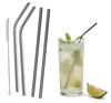 Diniva Reusable Stainless Steel Drinking Straws, Safe & Hygenic (2 Bend & 2 Straight Straws, 1 Cleaning Brush)- Silver view 2