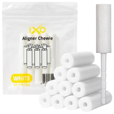 IXO Aligner Seater Chewies for Invisalign Aligners, Unscented, Bulk Pack in Resealable Bag (10 PCs) (White)